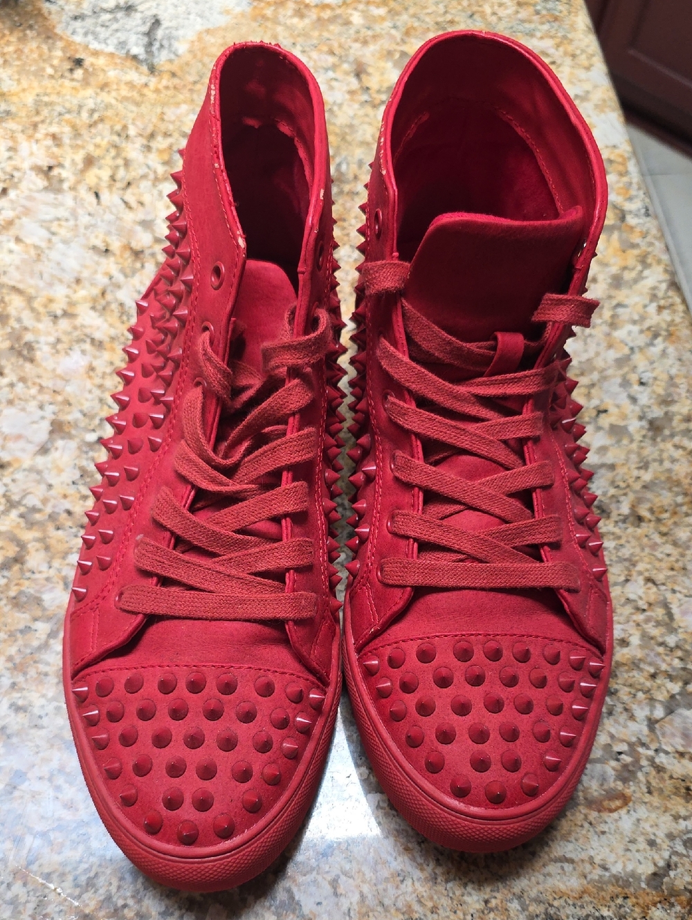 Steve Madden Red Studded High-Top Sneakers